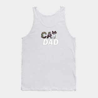 CAT DAD - grey and white cat oil painting word art Tank Top